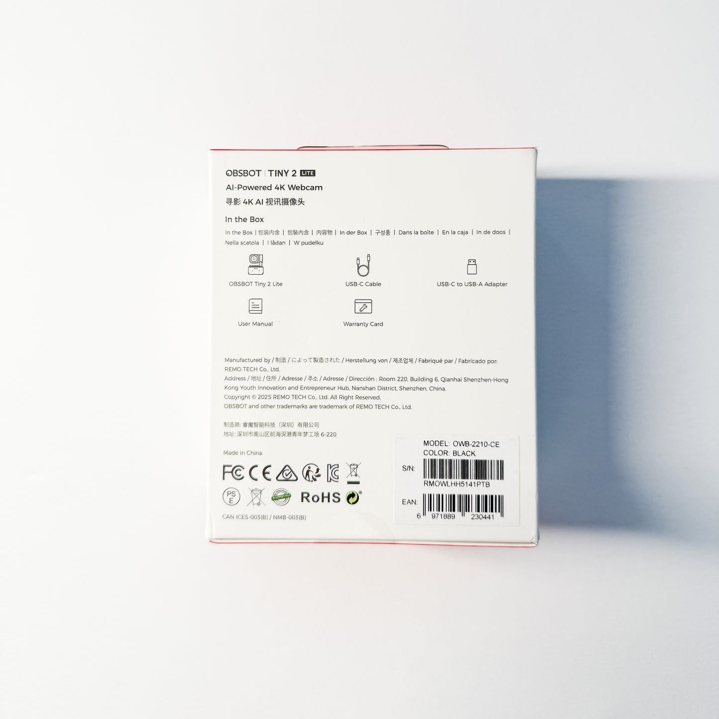 OBSBOT Tiny 2 Lite Webcam - 4K AI Tracking